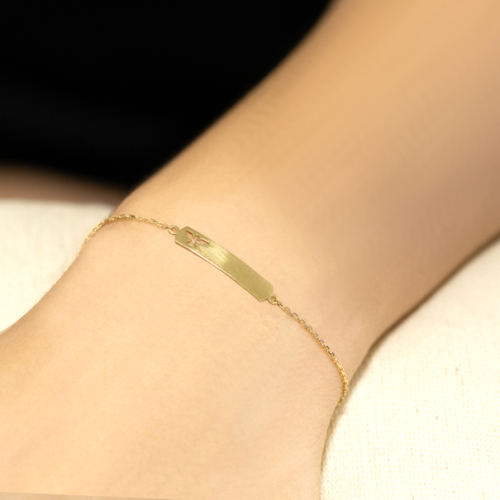 Pulseira Chapas Em Ouro Amarelo Maci&ccedil;a 14cm 