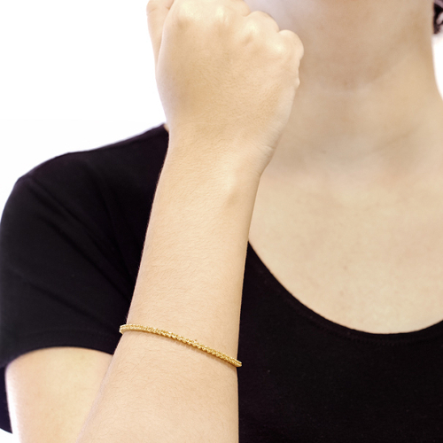 Pulseira Riviera Em Ouro Amarelo 18cm  Com 66 Safiras Amarelas 