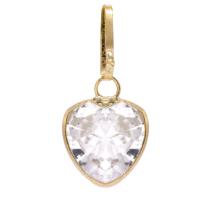Pingente Coração Em Ouro Amarelo Com Zircônia Branca