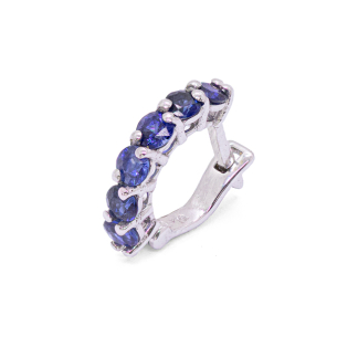 Piercing Argola Em Ouro Branco  Com 6 Safira Azul 