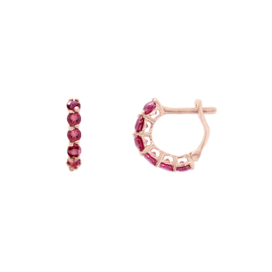 Piercing Argola Em Ouro Rosé  Com 6 Rubi 