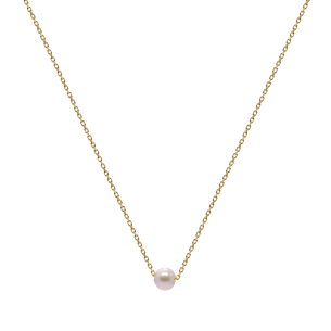 Gargantilha Pérola  Em Ouro Amarelo 45cm  Com Pérola 