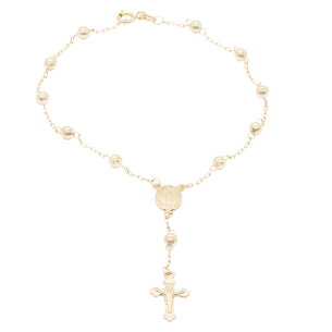 Pulseira Terço Em Ouro Amarelo 18cm