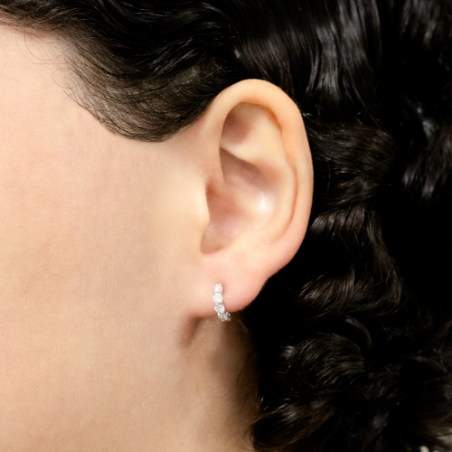 Brinco Argola Em Ouro Branco Com 10 Diamante