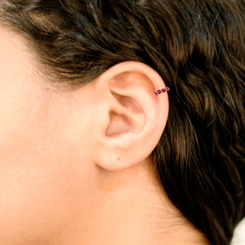 Piercing Argola Em Ouro Amarelo Com 5 Rubi 