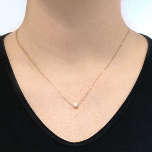 Gargantilha Em Ouro Amarelo 45cm Com Pérola 