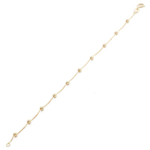 Pulseira Veneziana Bolinha  Em Ouro Amarelo Maciça 15cm 