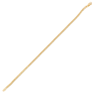Pulseira Groumet Dupla  Em Ouro Amarelo Oca 19cm 
