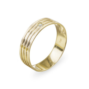 Aliança Anatomica Em Ouro Amarelo 6.00mm Com 1 Diamante Redondo
