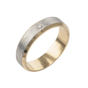 Aliança Em Ouro Bicolor 4.50mm Com 1 Diamante Redondo 	