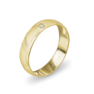 Aliança Anatomica Em Ouro Amarelo 4.00mm Com 1 Diamante Redondo