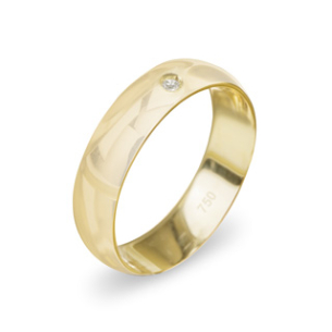 Aliança Anatomica Em Ouro Amarelo 5.00mm Com 1 Diamante Redondo