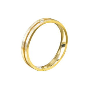 Aliança Lótus Em Ouro Amarelo 3.00mm Com 1 Diamante Redondo