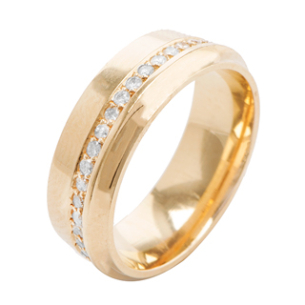 Aliança Anatomica Em Ouro Amarelo 6.50mm Com 40 Diamantes Redondo 
