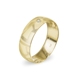 Aliança Anatomica Em Ouro Amarelo 6.00mm Com 1 Diamante Redondo
