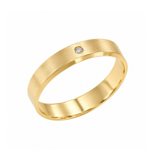 Aliança Anatomica Em Ouro Amarelo 5.00mm Com 1 Diamante Redondo