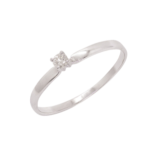 Anel Solitário Em Ouro Branco Com 1 Diamante Redondo 0.05ct