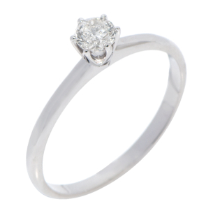 Anel Solitário Em Ouro Branco Com 1 Diamante Redondo 0.30ct