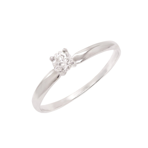 Anel Solitário Em Ouro Branco Com 1 Diamante Redondo 0.20ct