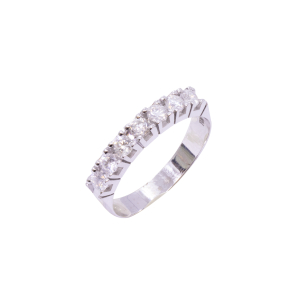 Meia Aliança Em Ouro Branco 3.50mm Com 7 Diamantes