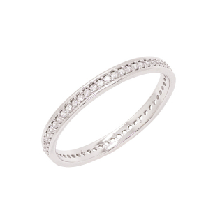 Aliança Inteira Em Ouro Branco 2.00mm Com Zircônia Branca