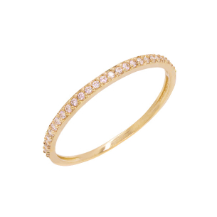 Anel Aparador Em Ouro Amarelo Com Zircônia Branca