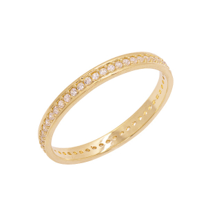 Aliança Em Ouro Amarelo 2.00mm Com Zircônia Branca