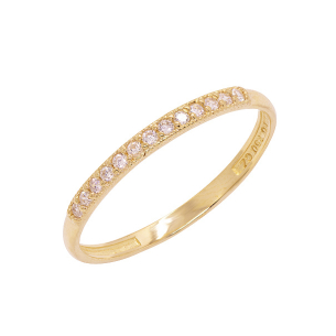 Anel Aparador Em Ouro Amarelo Com Zircônia Branca