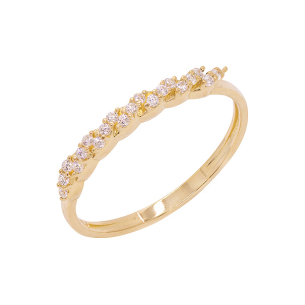 Meia Aliança Em Ouro Amarelo 2.00mm Com Zircônia Branca