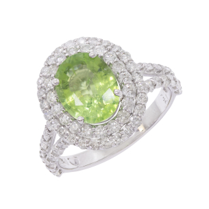 Anel Halo Em Ouro Branco Com 1 Turmalina Paraíba Verde 2.00ct
