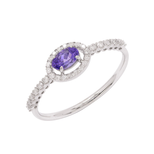 Anel Chuveiro Em Ouro Branco  Com 1 Tanzanita 10