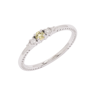 Anel Auge Em Ouro Branco  Com 1 Safira Verde  Radiante 16
