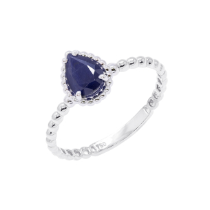 Anel La Sphere Em Ouro Branco Com 1 Safira Azul Gota