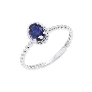Anel La Sphere Em Ouro Branco Com 1 Safira Azul Oval