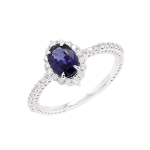 Anel Reflection Em Ouro Branco  Com 1 Safira Azul  Oval 10