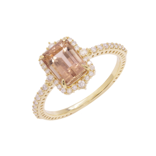 Anel Reflection Em Ouro Amarelo Com 1 Topázio Imperial Emerald Cut
