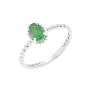 Anel La Sphere Em Ouro Branco Com 1 Esmeralda Oval