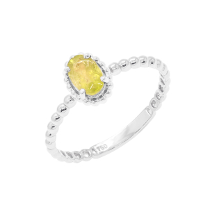 Anel La Sphere Em Ouro Branco  Com 1 Safira Amarela Oval 10