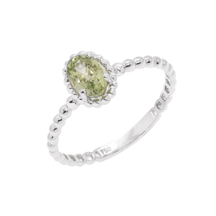 Anel La Sphere Em Ouro Branco Com 1 Safira Verde Oval