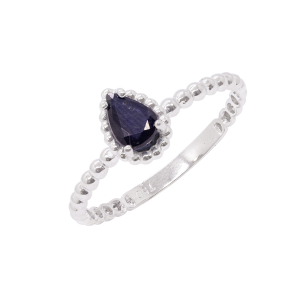 Anel La Sphere Em Ouro Branco Com 1 Safira Azul Gota