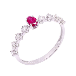 Anel Aparador Em Ouro Branco Com 1 Rubi Oval