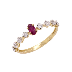 Anel Aparador Em Ouro Bicolor Com 1 Rubi Oval