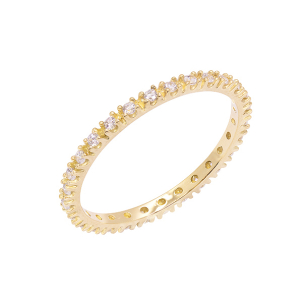 Aliança Em Ouro Amarelo Com Zircônia Branca