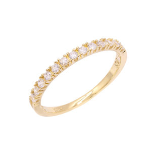 Meia Aliança Em Ouro Amarelo 2.00mm Com Zircônia Branca