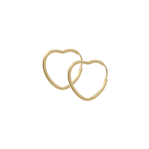Brinco Argola Coração Em Ouro Amarelo Fio Quadrado 12.50mm