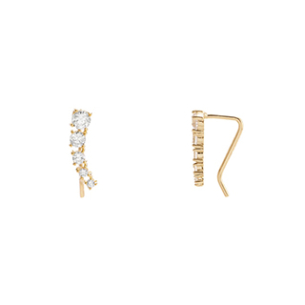 Brinco Ear Cuff Em Ouro Amarelo Com Zircônia Branca