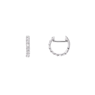Brinco Argola Em Ouro Branco  Com 16 Diamantes 