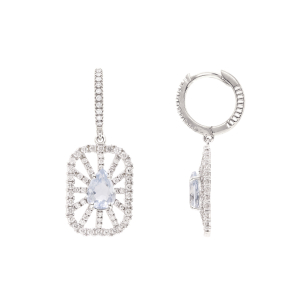 Brinco Argola Em Ouro Branco Com 2 Águas-marinhas Gota