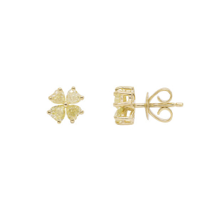 Brinco Fancy Em Ouro Amarelo  Com 8 Diamantes Fancys Yellows  Coração  1.07ct 