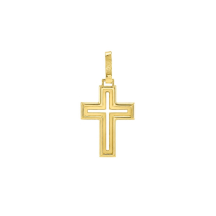 Pingente Cruz Vazado Em Ouro Amarelo 